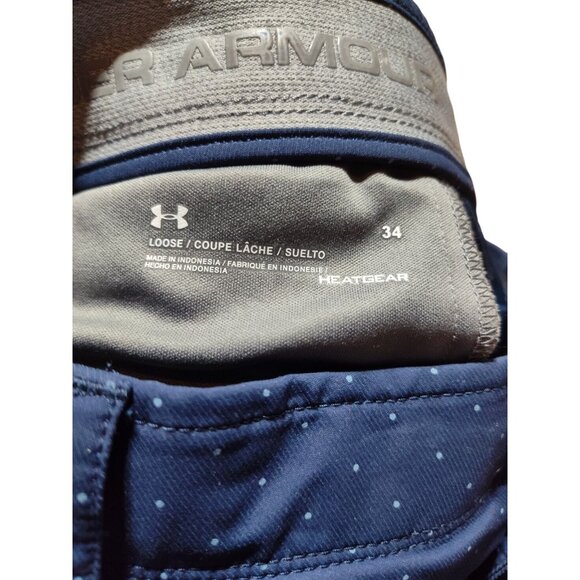 Under Armour Men's HeatGear Loose Golf Shorts 34 Navy‎ Polka Dot - Picture 2 of 7